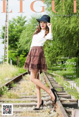 [Ligui Internet-Schönheit] 20171213 Schöne Beine von Model Sitong mit geschnetzeltem Fleisch neben der Eisenbahnstrecke[55P]