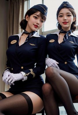 AI生成~Ai_pyramid-Damen in Stewardess-Uniformen.  VIP-Service 1