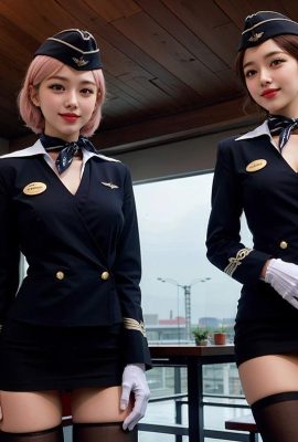 AI生成~Ai_pyramid-Damen in Stewardess-Uniformen.  VIP-Service 2