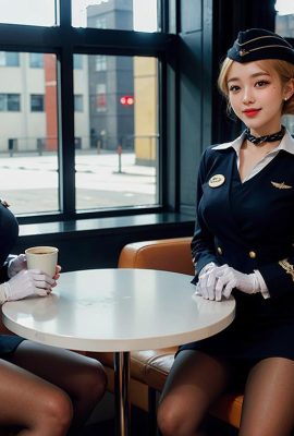 AI生成~Ai_pyramid-Damen in Stewardess-Uniformen.  VIP-Service 3