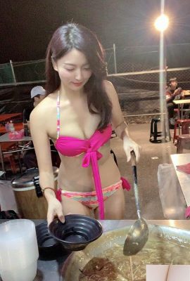 Auswirkungen der Epidemie! Ich war überrascht, ein hübsches Mädchen im Bikini zu sehen, das auf dem Nachtmarkt Fleischsuppe Jin Yin Yin verkaufte (20 Pence)