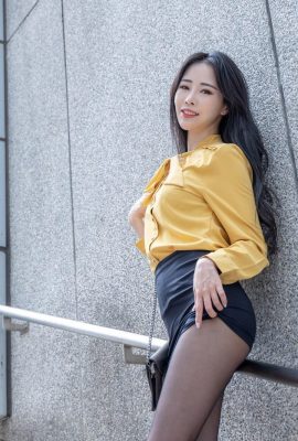 (Sammlung aus dem Internet) Taiwanesisches Mädchen mit schönen Beinen – Athena Nana, Mädchen mit schönen Beinen in schwarzen Strümpfen, professionelle Kleidung, Outdoor-Shooting (1) (80P)