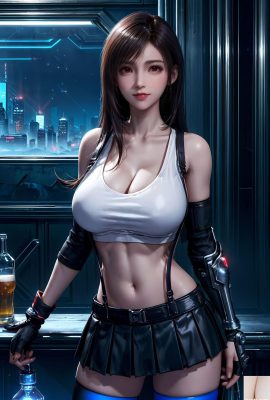 KI-Zeichnung Final Fantasy VII – Tifa