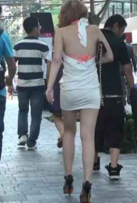 (Online -Sammlung) Folgen Sie der Straße, um Fotos des sexy Mädchens zu machen, das rosa Rückenless Outfit (21p) trägt