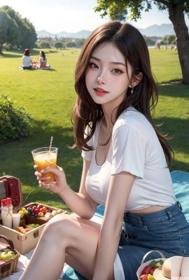 Machen Sie ein Picknick mit den Mädchen